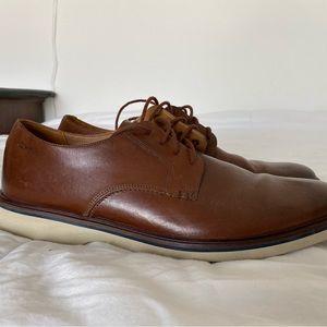 Clarks Mens Malwood Dark Tan Leather Oxford Dress Shoe Size 13 Medium (D  M)